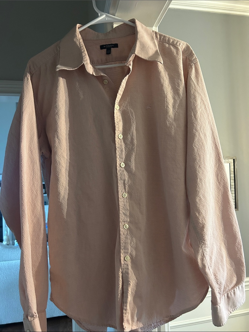 Burberry Light Pink Textured Button-Down Shirt